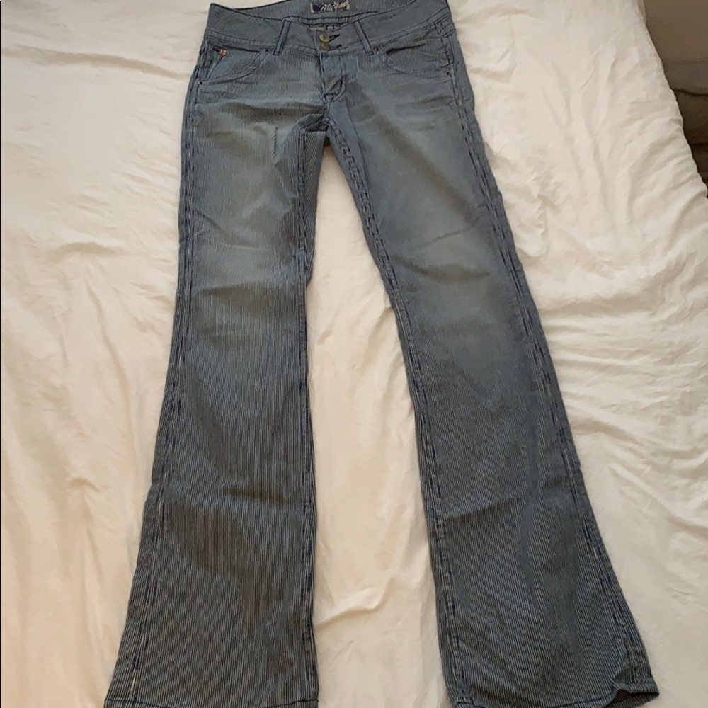 Blue and white striped Hudson jeans